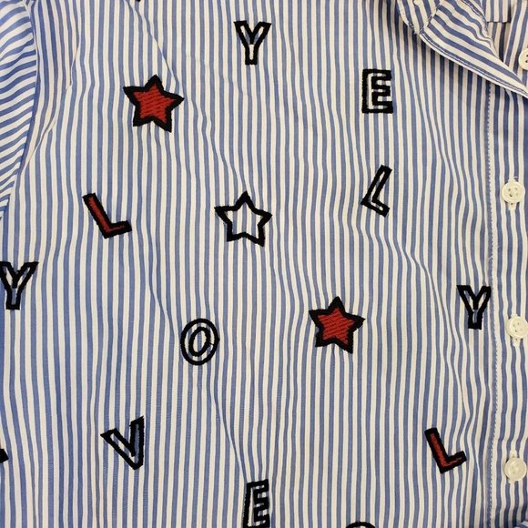 Boden Maria Lovely Embroidered Blue Striped Collared Long Sleeve Blouse S/M - Picture 8 of 11